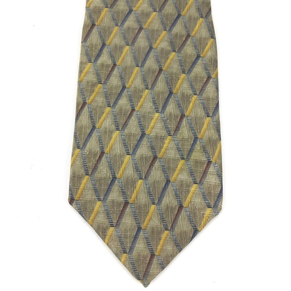 JoS A Bank Corporate Collection Light Brown Diamond Pattern Silk Neck Tie